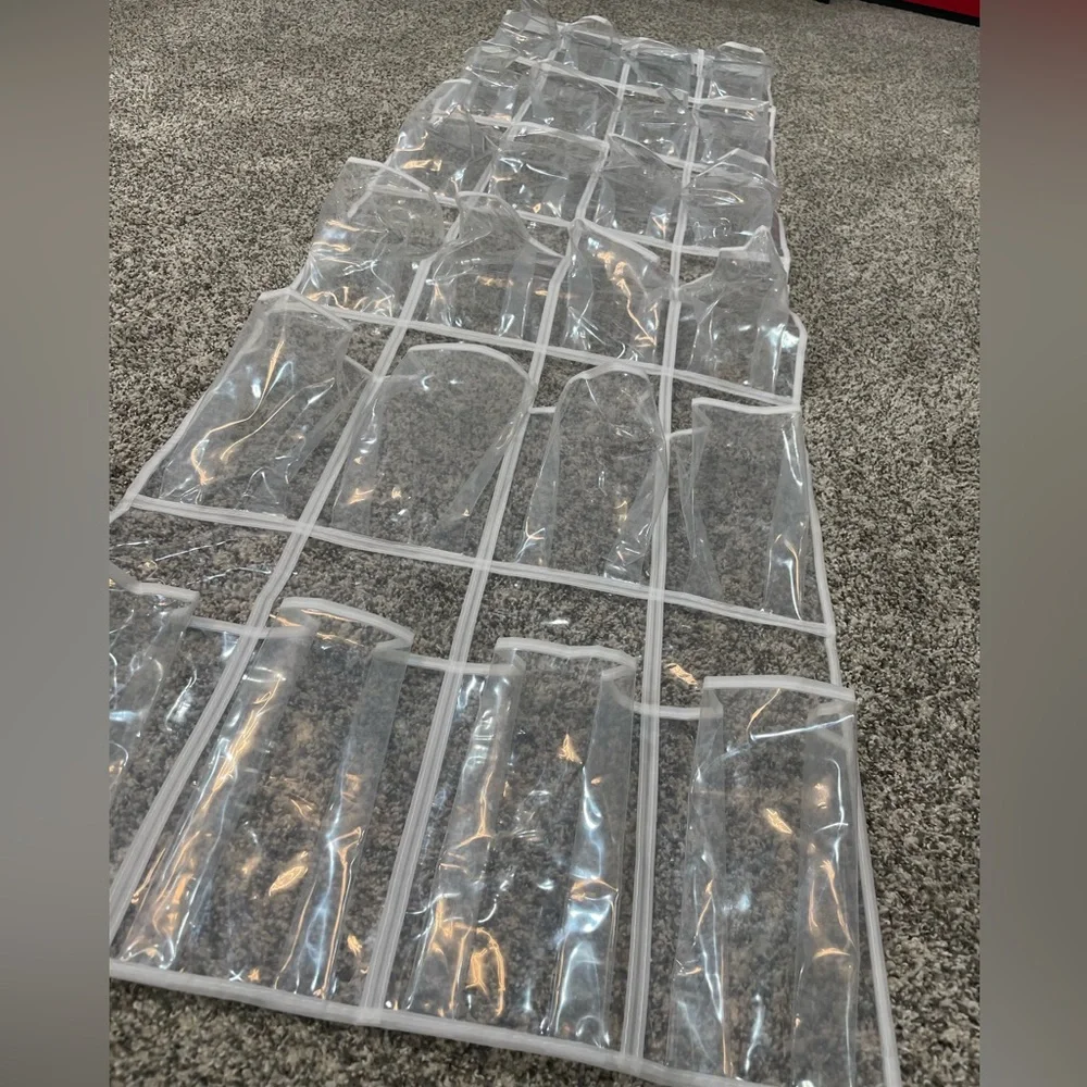 Clear Plastic White Vinyl Edge Six Row 24 Pair Over the Door Shoe Hanging Rack